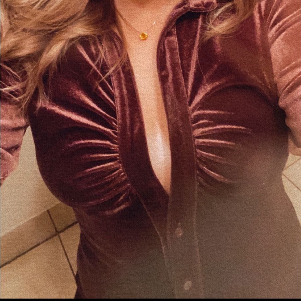 Brown Felt Open Top Button Down Dress